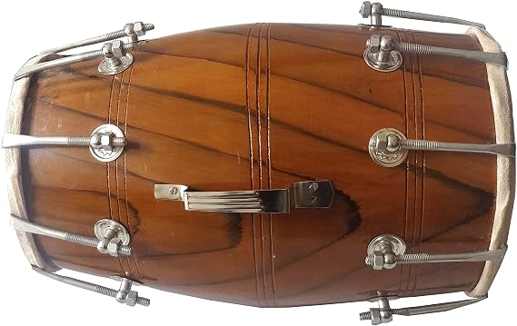 HANDMADE WOOD DHOLAK INDIAN FOLK MUSICAL INSTRUMENT DRUM NUTS N BOLT shry071