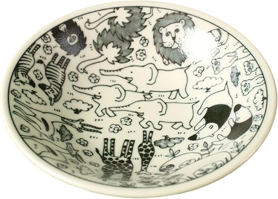 Mino ware Japanese Ceramics Plate Wild Animals Matte Finish made in Japan (Japan Import) GBS013 (Large Deep)