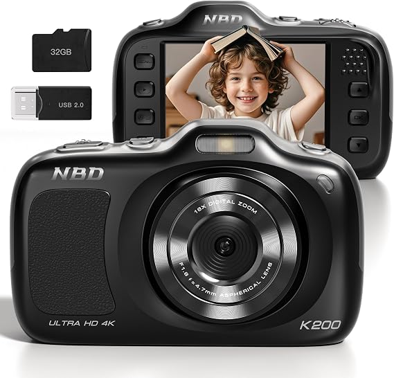 Digital Camera,Autofocus 4K Vlogging Cameras for Photography with 32GB Card,64MP Portable Compact Point and Shoot Digital Camera for Teens Kids Adult Beginner with 16X Zoom Anti Shake (Black)