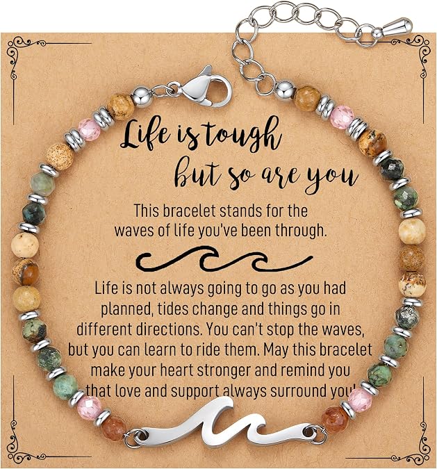 TONY & SANDY Friend Gifts for Women, Unique Birthday Gifts for Women, Sister Gift from Sister, Wave Bracelet, Christmas Stocking Stuffers for Woman Female, Bestie Friendship Bracelets
