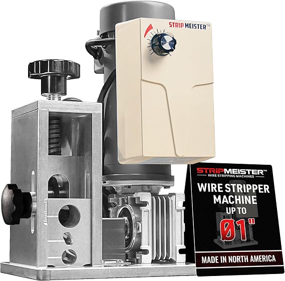 StripMeister E350x Electric Automatic Wire Stripping Machine Wire Size Up To 1", Jam-Free, Ultra Fast Scrap Wire Stripper with Ultra Grip Feeders for Copper Wires