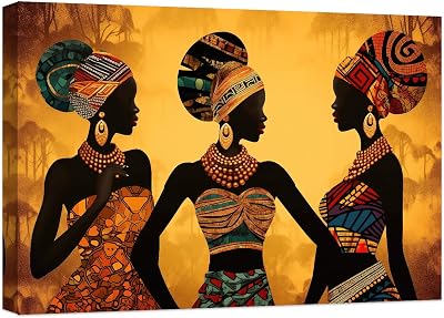 ZXHYWYM African American Woman Wall Art Black Art Wall Decor African Tribal Painting Africa Ethnic Picture African Girl Women Canvas Print Artwork Framed B, 12.00 x 18.00