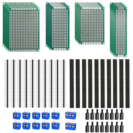 68 Pcs Double‑Sided PCB Prototype Board Kit for Electronic DIY Soldering