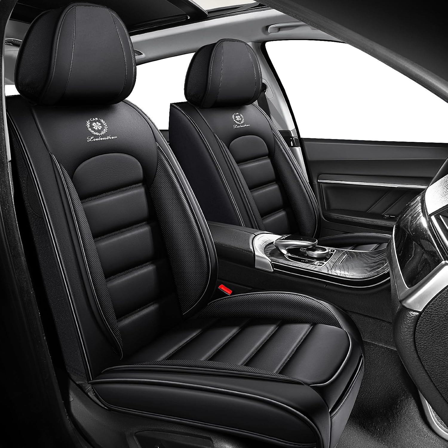 Front Set for Mercedes Benz E-Class Seat Covers 1999-2026, Waterproof Nappa Leather Car Seat Protector, Anti-Slip & Comfortable Car seat Cover Black