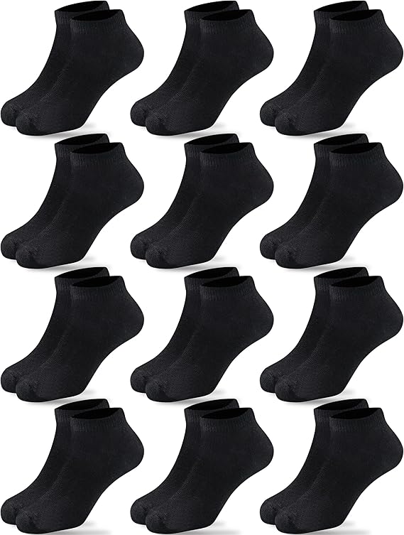 Duufin 12 Pairs Kids Socks Boys Girls Unisex Athletic Low Cut Half Cushion Ankle Socks for Kids 2-15 Years Old