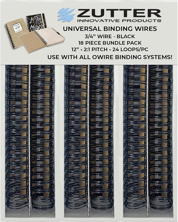 Zutter Binding Wires - Black Bundle Pack - Use with Any and All owire Binding Systems! (Zutter Binding Wires 3/4" - Black 18 Piece Bundle Pack)
