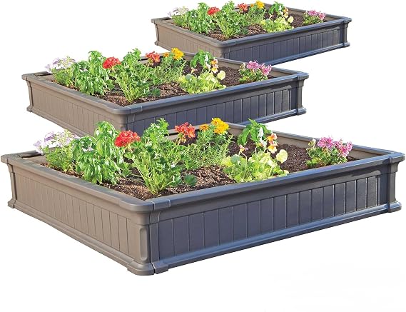 LIFETIME 60069 Raised Garden Bed Kit, 4 x 4', Brown