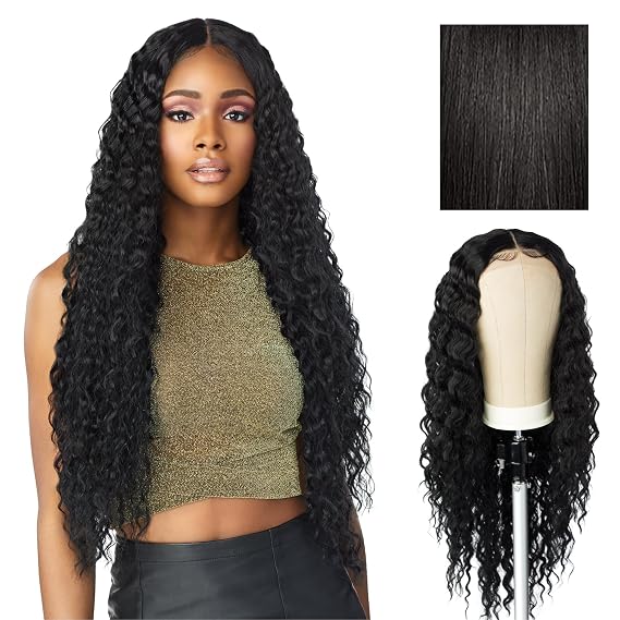 Sensationnel Butta LaceWig-Unit 3, 1B OFFBLACK | Glueless, Lace Front, Synthetic, Pre-Plucked Hairline, Extra Wide 5 Inch Deep Parting