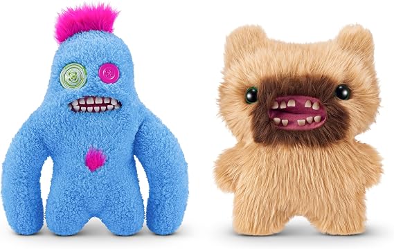 Fuggler 2 Pack Hairy Fuggs 9-inch by ZURU, Funny Ugly Monster Plush Toy, Soft Doll Plushies for Kids and Adults (Sasquoosh Tuft & Screech Beard)