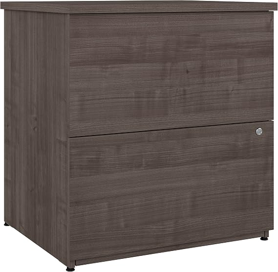 Bestar Ridgeley 2 Drawer Lateral File Cabinet in Medium Gray Maple, 28W