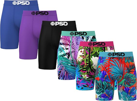 PSD Underwear Mens Midnight Tropics Boxer Brief 6-Pack