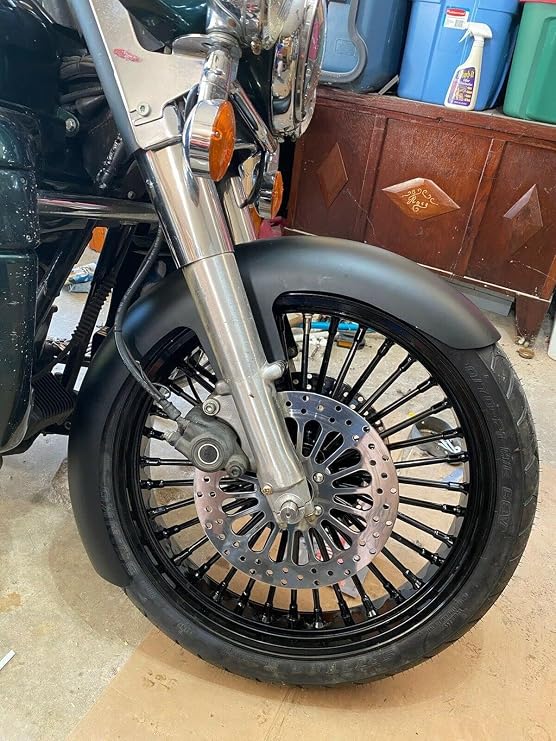 TOFR 21 inch Gloss Black Front Wheel Rim 36 Fat King Spokes Tubeless For Harley Touring FLHR FLHRS FLHRC Road King FLHX Street Glide FLTR Road Glide FLHTC Electra Glide 1984-2008