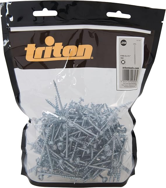 Triton 731129 Zinc Pocket Hole Screws, Multi-Colour, 8 x 2-1/2-Inch, Set of 250 Piece