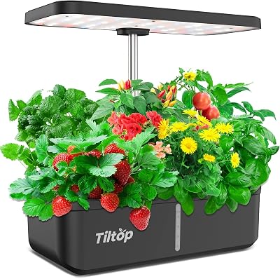 Hydroponics Growing System 12 Pods Indoor Herb Garden with 36W LED Grow Light, Height Adjustable Indoor Grow Kit Countertop Garden Automatic Timer Black