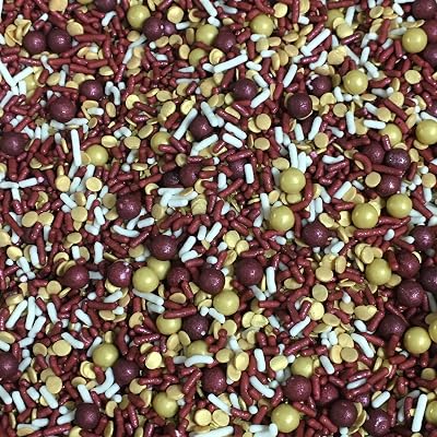 Shabby Elegant Chic Edible Confetti Sprinkles Cake Cookie Cupcake IceCream Donut Quins - 4oz Burgundy Gold White