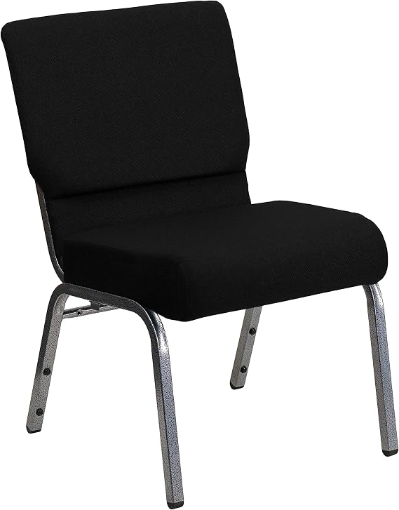 Flash Furniture Hercules 21 in Wide Fabric Stackable Church Chair, Black