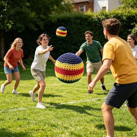 Handmade Knitted Footbag, 6 Pcs Assorted Crochet Hacky Ball for Beginners Adults, Juggling Balls with Multicolored Geometric Pattern