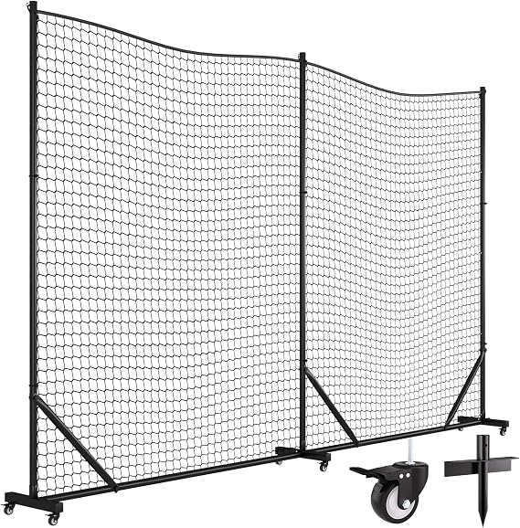 MR Ball Stop Net System, Movable Heavy Duty Backstop Net, 2 in 1 Multi-Sport Stop Netting, Ball Barrier Sports Practice Barrier Net for Professional, College and Grade School Training