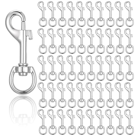 Kifmurase 50 Pcs Swivel Snap Hooks for Dog Leash, Heavy Duty 2.68 Inch Flag Clasp Single Ended Swivel Clip, Multipurpose Bolt Snap for Keychain Camera Trap Linking Pet Leash (Classic Style)