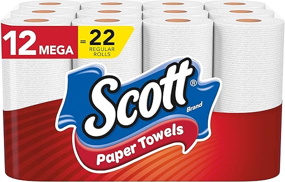 Scott Paper Towels, Choose-A-Sheet - 12 Mega Rolls = 22 Regular Rolls (102 Sheets Per Roll)