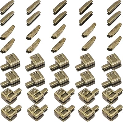 JOSDIOX 20 Sets Size 5 Metal Zipper Latch Slider Retainer Insertion Pin Zipper Bottom Box Stopper for Repairs Bronze