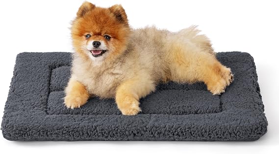 Bedsure Washable Dog Crate Bed for Small Dogs, Soft Foam Floor Pet Mat, Versatile Lightweight Pet Crate Pad for Cages, 23x17, Grey