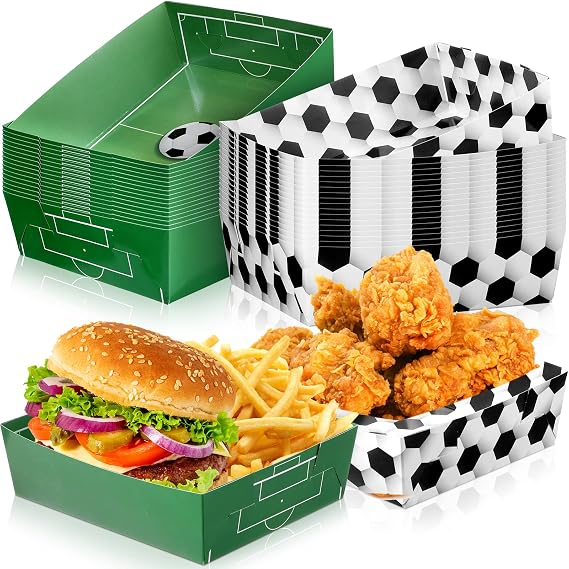 Sawysine 36 Pack Soccer Party Favors Large Soccer Plates 5lb Paper Trays