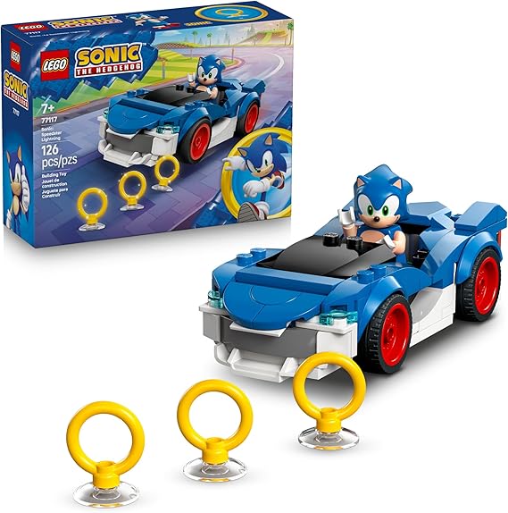 LEGO Sonic The Hedgehog Sonic: Speedster Lightning Race Car Toy for Boys & Girls - Toy Building Set W/Minifigure for Kids & Gamers, Ages 7+ Gift Idea for Birthdays - 77117