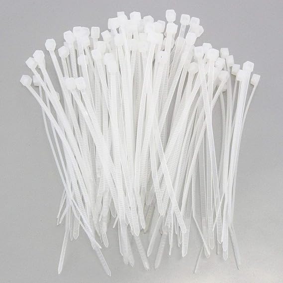 4" Zip Ties Cable Ties 100 pcs Nylon Cable Ties (White) Count: 100 Ties - WHITE
