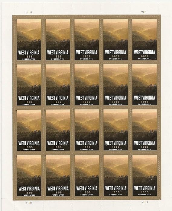 United States Postal Service West Virginia Sheet of 20 Forever Postage Stamps Scott 4790