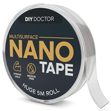 DIY Doctor Double Sided Nano Tape, 5m x 22mm Roll, 1 Pack | Traceless, washable and removable gel · Strong heavy duty hold · Multi-functional