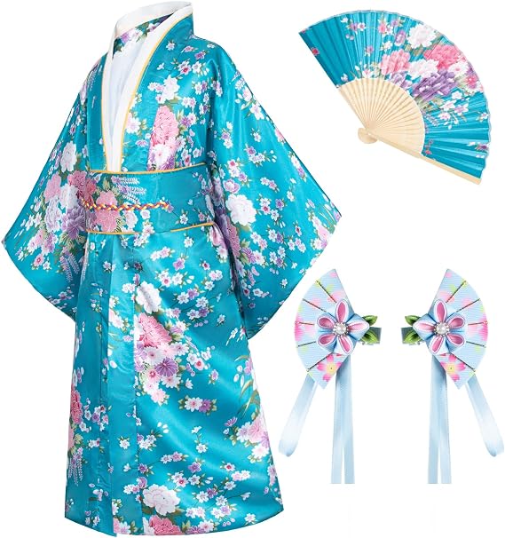Japanese Traditional Dress Kimono Robe for Kids Girls Costume