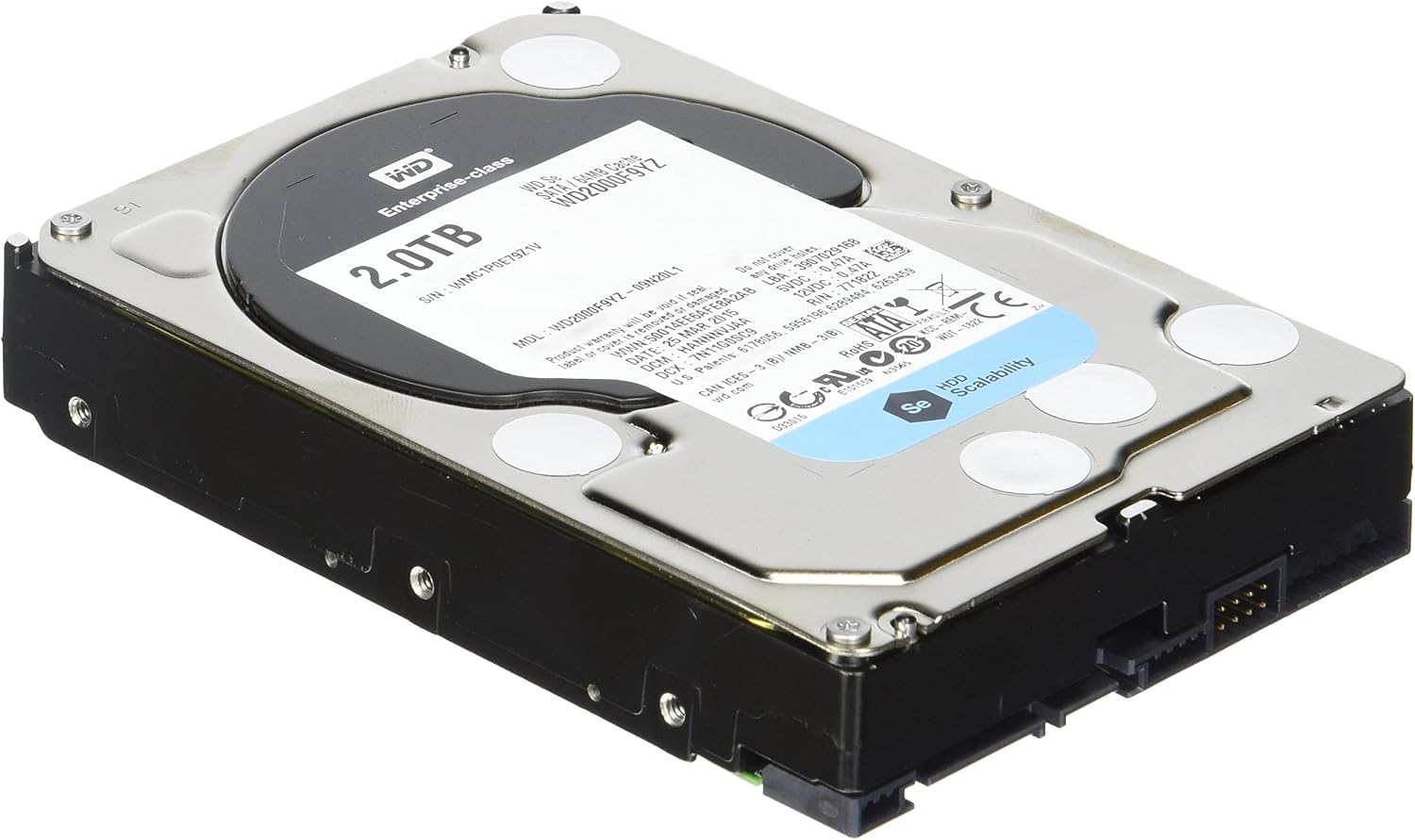 WD SE 2TB Datacenter Hard Disk Drive - 7200 RPM SATA 6 Gbs 64MB Cache 3.5 Inch - WD2000F9YZ