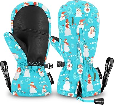 Andake Kids Ski Mittens Gloves Waterproof&Breathable Winter Warm Snow Gloves for Ages 1-10 Toddler Baby Girls and Boys