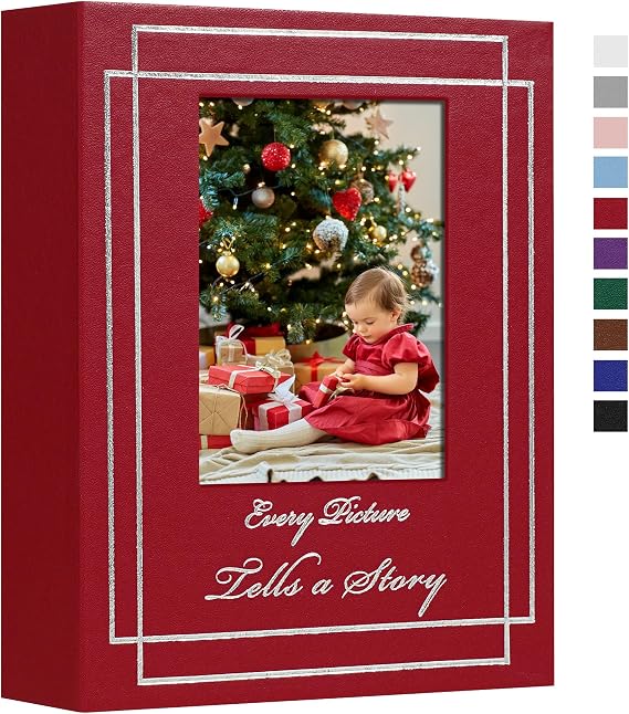 Photo Album 4x6 50 Photos Leather Cover Wedding Photo Albums Extra Large Capacity Picture Book with Beautiful Prints Presents for Wedding Baby Vacation Red