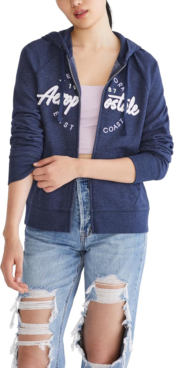 AEROPOSTALE Women's Aero Logo Full Zip Hoodie- Circle/Scripts