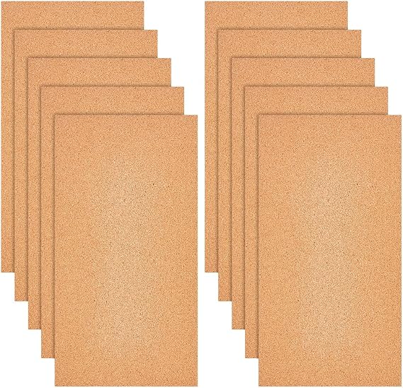 OLYCRAFT 10 Sheets 1mm Thick Cork Sheets 12x6.1 Inch Thin Cork Roll Brown Corks Board Rectangle Wooden Tiles Wood Mats for Coaster Placemat Kitchen Dining Hall DIY Crafts Supplies