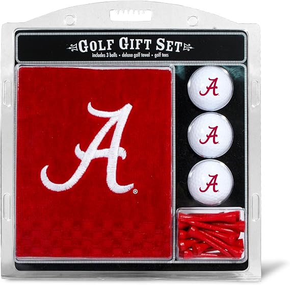 Team Golf NCAA Gift Set Embroidered Golf Towel, 3 Golf Balls, and 14 Golf Tees 2-3/4" Regulation, Tri-Fold Towel 16" x 22" & 100% Cotton