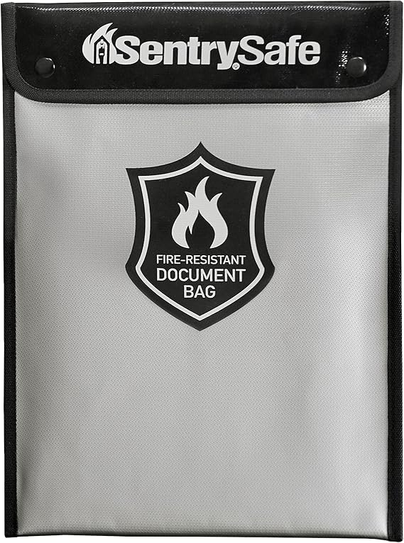 SentrySafe Fire and Water Resistant Portable Bag with Zipper for Money or Document Storage, FBWLZ0SSC
