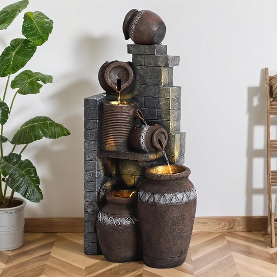 40''H 6-Tiers Fountain Outdoor, Water Fountains and Waterfalls