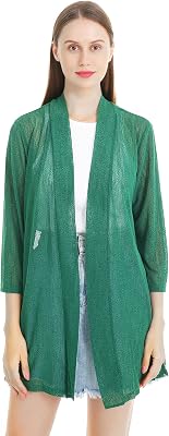 Women Cardigan Fashion Lightweight Summer Long Cardigan Fashion Casual Sun Protection Green, X-Large