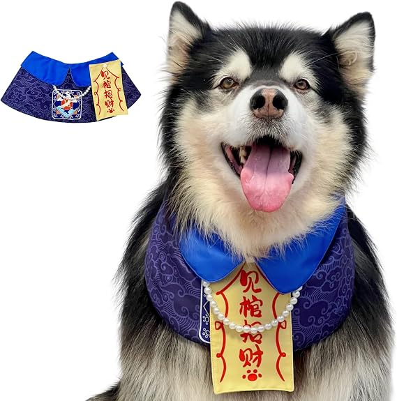 Dog Halloween Costume Zombie Theme Funny Holiday Clothes Medium Large Jumbo Puppy Cosplay Dress Up Christmas Party Bandana Scarf Accessories (Dark Blue, Medium)