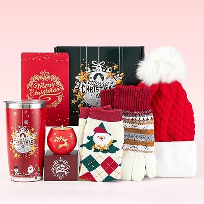 Christmas Gifts for Women 2025 Xmas Gifts Box,Xmas Basket for Women Merry Christmas Gifts Set Ideas Unique Holiday Presents with Scented Candles Insulated Tumbler Glove for Sister, Mom,Daughter,Friend