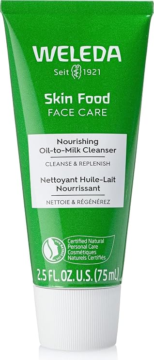Weleda Skin Food Face Care Nourishing Oil-to-Milk Cleanser, 2.5 Fluid Ounce, Plant Rich Cleanser with Sunflower Seed Oil, Chamomile Extract and Pansy