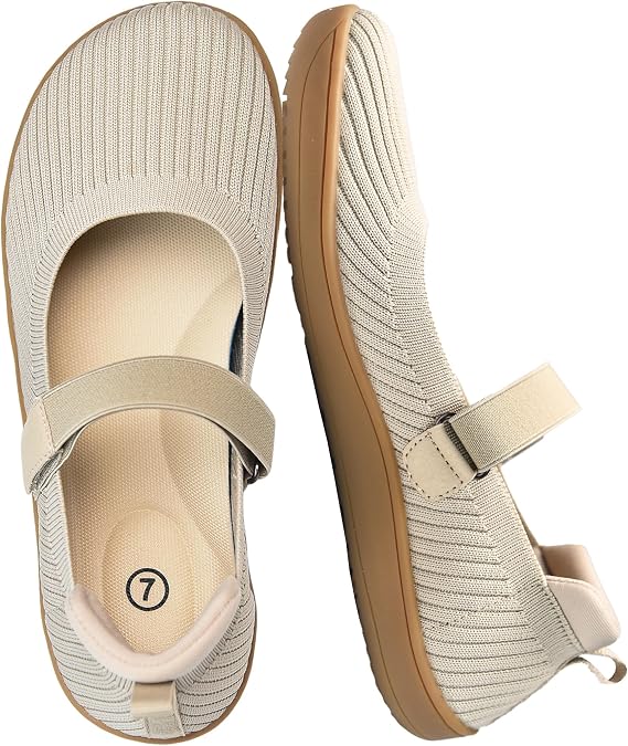 Mary Jane Flats for Women, Wide Toe Box Barefoot Ballet Shoes
