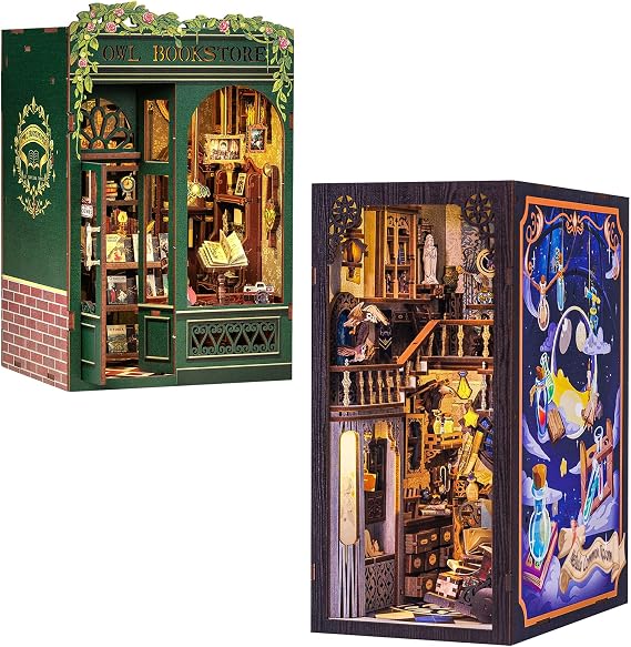 CUTEBEE Book Nook Kit, DIY Dollhouse Miniature House Booknook for Adults and Teens, Bookshelf Insert Decor, Bookends Model Build-Creativity Gift Kit for Friends and Family