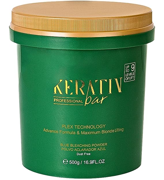 Professional Blue Bleaching Powder - Plex Technology - Lifts up to 9 Shades - Maximum Lifting Extra Strength Lightener Hair Highlights All Type & Highlighted Hair - Dust Free - 16.9 oz