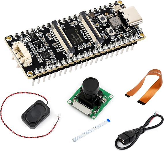ESP32-P4-Pico Development Board with Pre-Soldered Header, Based On ESP32-P4, Rich Human-Machine Interfaces-Display/Camera Interface, Speaker Header,etc. Bundle with Board, Camera, Speaker-6 Items