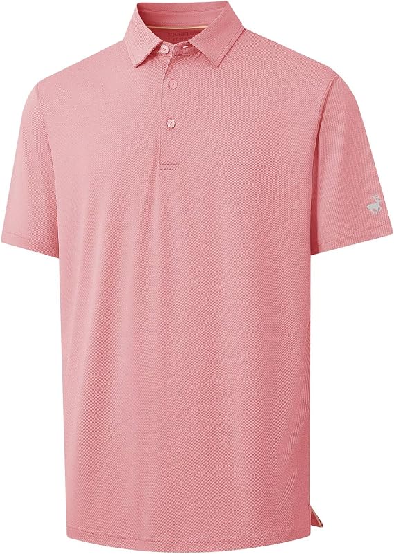 MICHEL ROUEN Golf Shirts for Men Dry Fit Short Sleeve Sports Casual Texture Heather Jacquard Mens Golf Polo Shirts