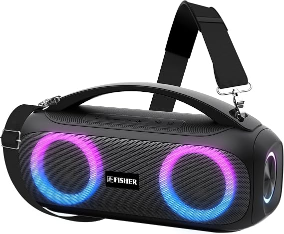 Fisher Portable Bluetooth Speaker, IPX5 Waterproof Speaker, 60W Peak Power